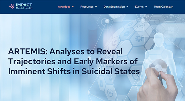 Impact Mental Health webpage for the Artemis project